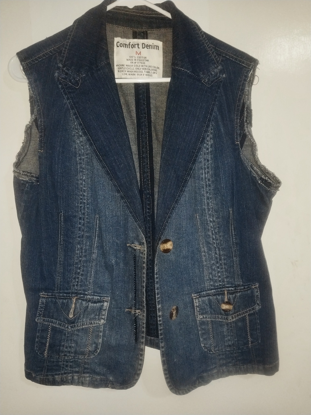 Comfort Denim Women's Dark Blue Sleeveless Jean Jacket Vest